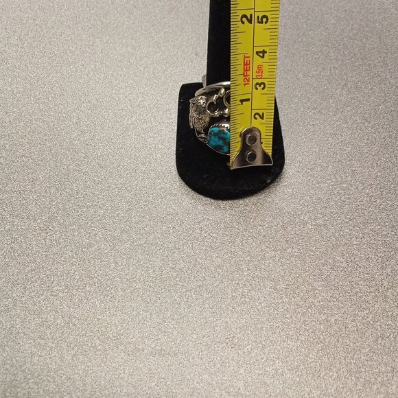 Turquoise & Sterling Silver Navajo Handmade Ring By Jeanette Saunders - Picture 3 of 5